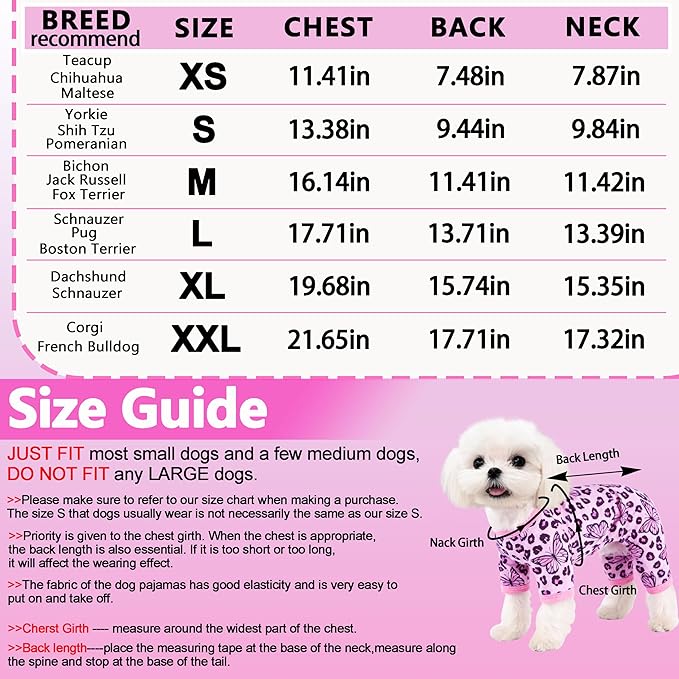 Dog Summer Pajamas Onesie Soft Breathable Puppy Jumpsuit Lightweight Dog Clothes for Small Medium Dogs Cat Pet Clothes(Pink Leopard, Medium)
