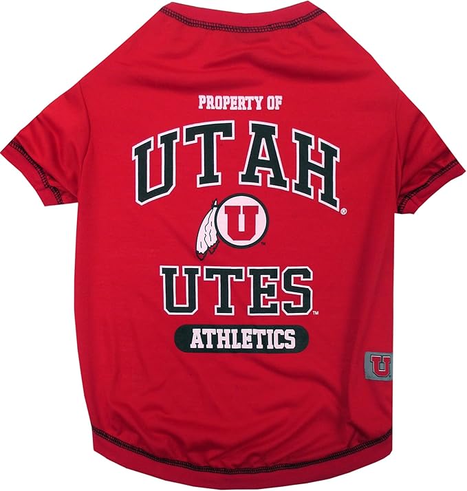 Pets First Collegiate UTAH UTES Dog T-Shirt, Medium. - Licensed Shirt for Pets Team Colored with Team Logos.- Premium Stretchable Materials for the Comfrot of your Dog & Cat.