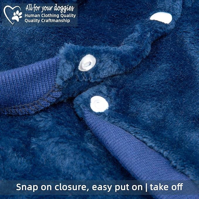 FabriCastle Dog Hoodie Sweater for Small Dogs Boy and Girl, Dog Clothes XS XXS Puppy Sweatshirt, Pet Outfit, Cat Clothing Super Soft Warm Snap On Closure (Navy, Large)