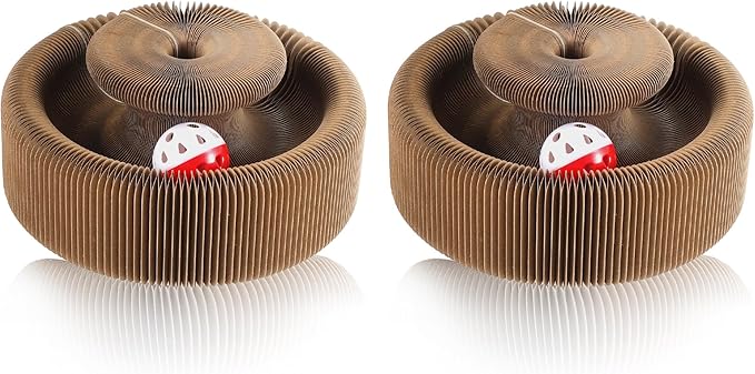 Cat Scratching Pads, Square Magic Organ Interactive Cat Toy, Reversible Cat Scratch Furniture Protector, Brown Routine