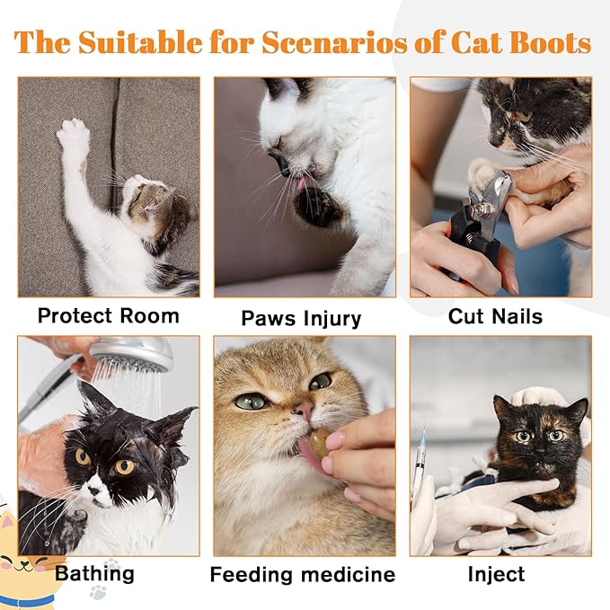 4 Pcs Adjustable Cat Claw Protectors Covers Cat Mittens to Prevent Scratching Mesh Breathable Cats Shoes Kitten Shoes Socks Booties Anti Scratch Kitten Foot Covers for Pet Bathing(Gray,XL)