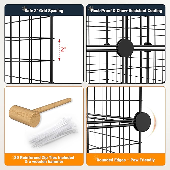 DIY Modular Cat Playpen 2x3x1 Grid | Compact Indoor Cat Enclosure | Foldable Black Wire Metal Cat Cage with Multi-Level Shelves | Fits 1 Cat (43.7" x 29.5" x 15.35")
