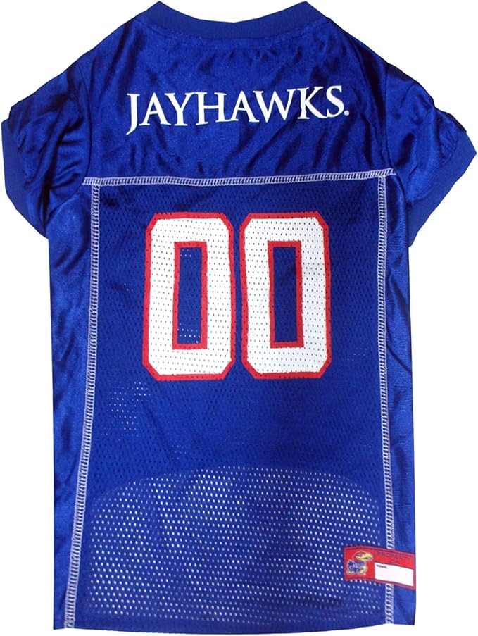 Pets First NCAA College Kansas Jayhawks Mesh Jersey for DOGS & CATS, Medium. Licensed Dog Jersey with your Favorite Football/Basketball College Team