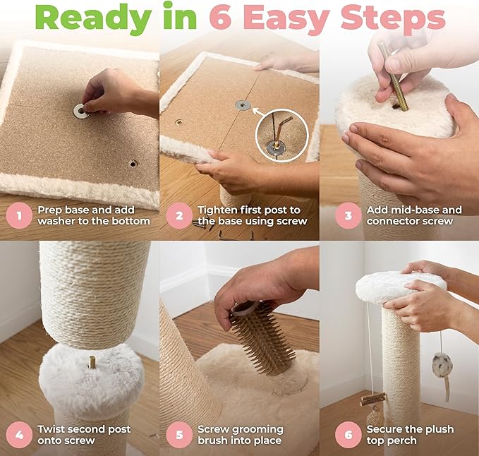 Best Pet Supplies Catify Cat Scratcher, Fun Interactive Scratchers, Posts, Poles, Claw Safe, Furniture Saver Indoor Play Support Natural Cat Behaviors Heavy Duty - Beige, 15.71 x 15.71