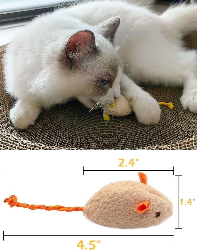 Fashion's Talk Cat Mice Toy 18-Pack Plush Catnip-Filled Mice Toys for Indoor Cats - Realistic Design, 9 Assorted Colors, 2 of Each, Value Pack