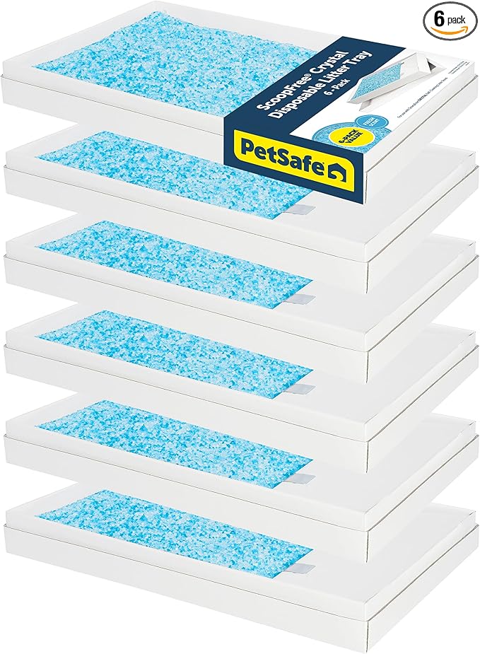 PetSafe ScoopFree Disposable Crystal Cat Litter Tray - Easy Cleaning Box - Refill Tray for Automatic Litter Box - Fresh Scent - 4.3 lb Bags - 6 Pack