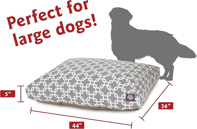 Majestic Pet Gray Links Large Rectangle Indoor Outdoor Pet Dog Bed With Removable Washable Cover