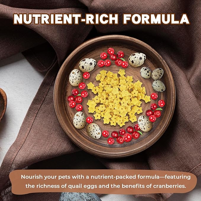 Dancing Tail Freeze Dried Quail Egg Yolk & Cranberry Cube Cat & Dog Treats Biscuits, Dehydrated Healthy Tasty Snack for Training 2.5 Ounce