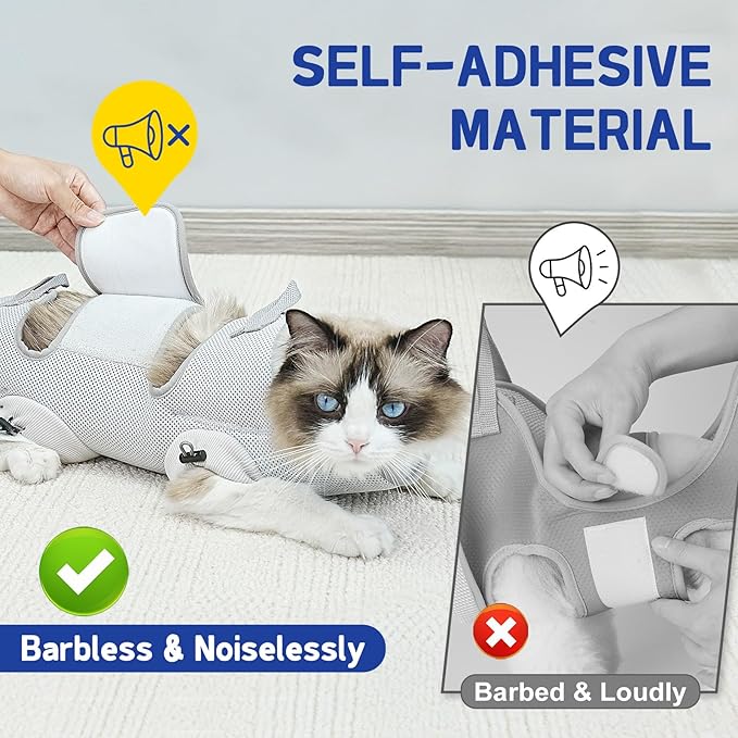 Supet Cat Grooming Hammock Harness for Nail Trimming, Cat Grooming Hanging Sling for Nail Clipping, Pet Restraint Holder for Cutting Nails, Medicine, Ear & Teeth Cleaning, Eye Care (Grey M)