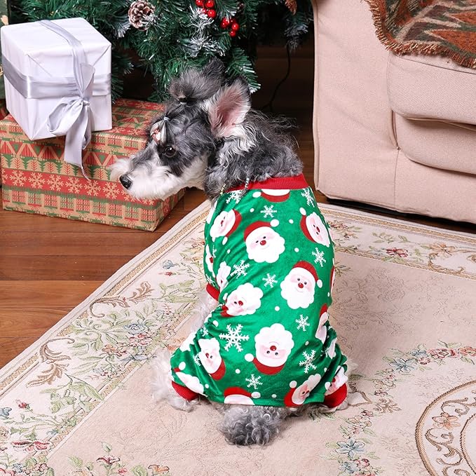 CuteBone Fleece Dog Christmas Pajamas Clothes Puppy Jammies Pet Apparel Cat Onesie for Chihuahua Yorkie Frenchies P315S