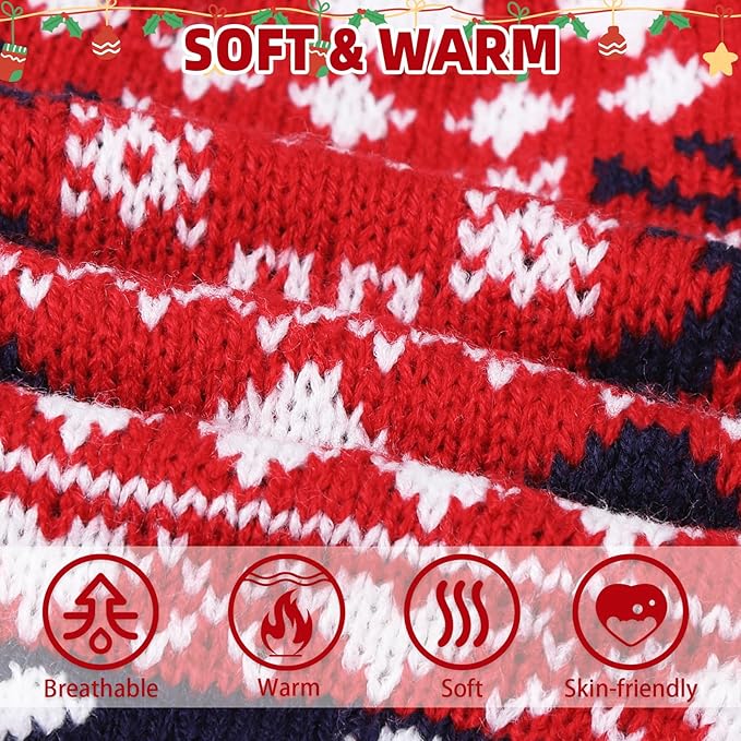 PUPTECK Christmas Cat Sweater, Soft Warm Turtleneck Pet Winter Clothes, Kitten Sweater Apparel, Knitwear Coat for Cats Puppy Outfit Cold Weather Clothes, Red S