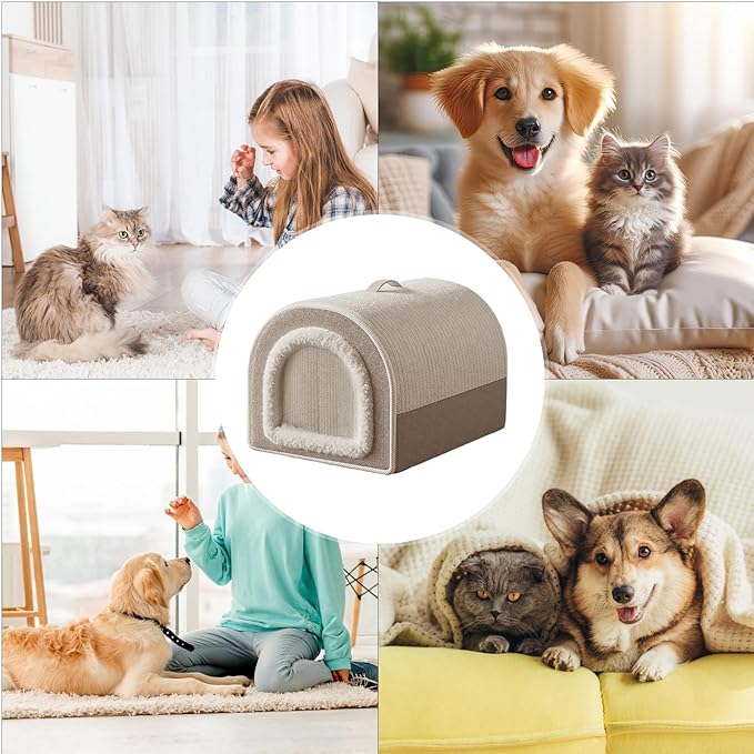 Outdoor Cat Houses, Winter Pet Indoor House Cat Mat, Washable Warm Plush Enclosed pet Bed, Shelter for Kitten/Puppy/Living Room/Bedroom/Playing Resting Napping