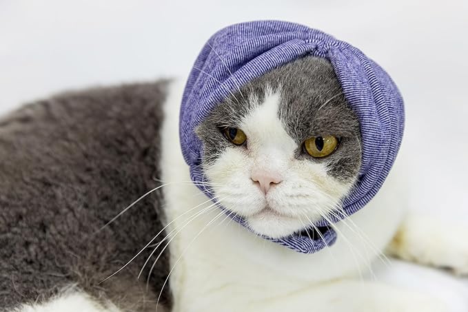 Cat Ear Wrap,Cat Snood Anxiety Relief – Noise Canceling for Fireworks, Thunderstorms Purple S