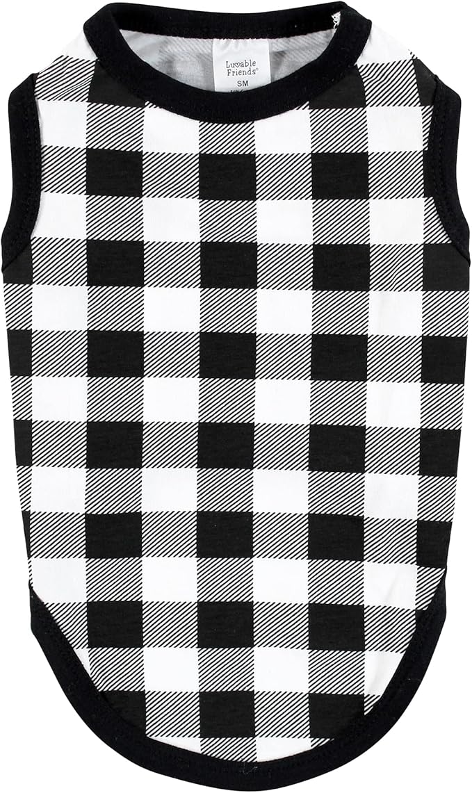Luvable Friends Dog Pet Dog and Cats Cotton T-Shirts 2pk, Camo Plaid, X-Small