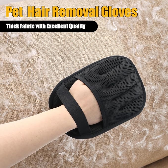 Pet Hair Remover,Upgraded Double Sided Electrostatic Pet Hair Removal Gloves,Reusable Pet Cat Dog Hair Remover Grooming Gloves (Black)