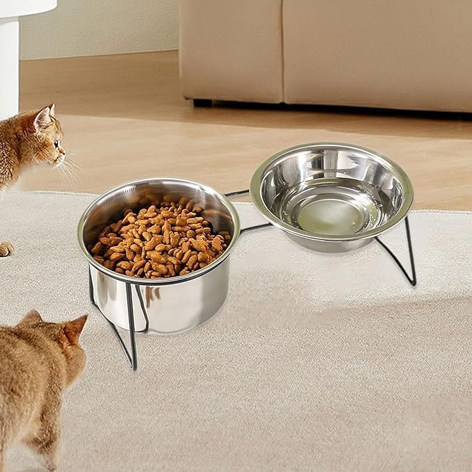 Cat Water and Food Bowl Feeder Bowl Easy to Clean Accessories Feeding Dish Food Dispenser for Puppy Kitten Pets