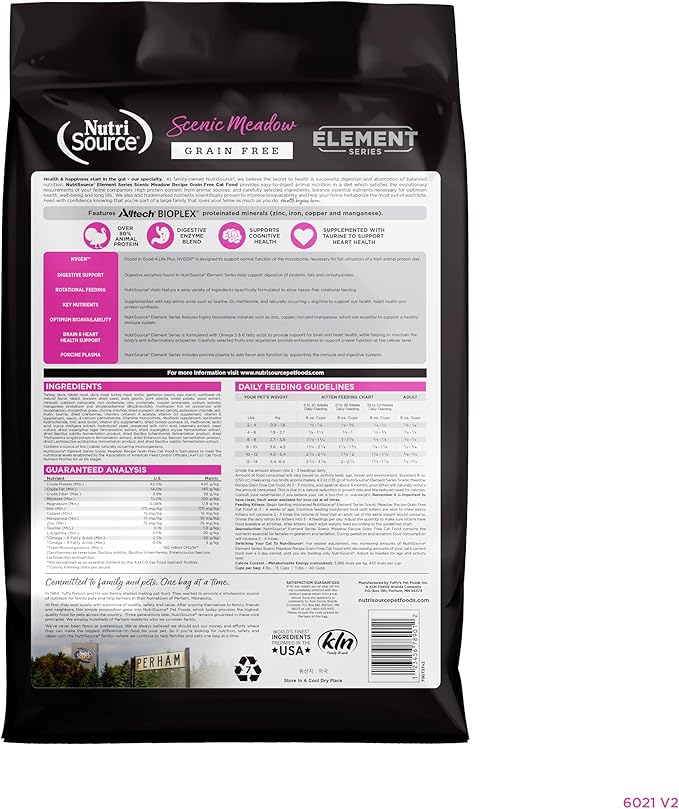 NutriSource Element Series Scenic Meadow Dry Cat Food, Turkey, Duck & Rabbit, 11LB