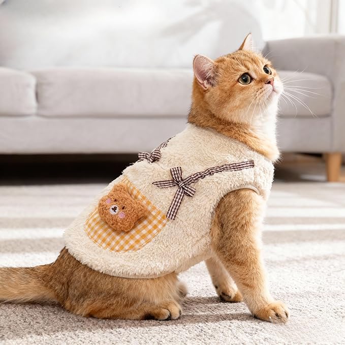 Cute Cat Clothes Kitten Sweater Dog Puppy Clothes Pet Apparel Bear Pattern Sleeveless Vest Outfit