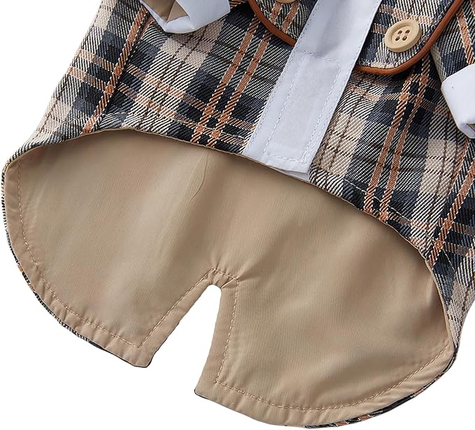 GabeFish Pets Wedding Jackets Suit for Dogs with Bow Tie Puppy Cat Formal Clothes Shirt Tuxedo (Coffee, S (Chest 12.9in/33cm))