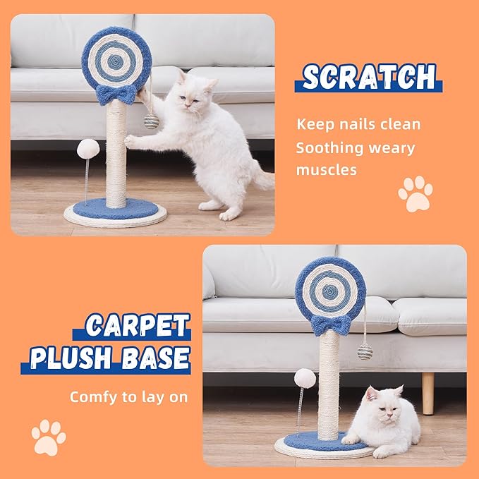 Kitten Kitty Cat Scratching Post Pole Scratcher Cute Sisal Rope Toy Indoor Room Decor Scratch Mini Blue Decorative Accessories Lollipop Hanging Ball
