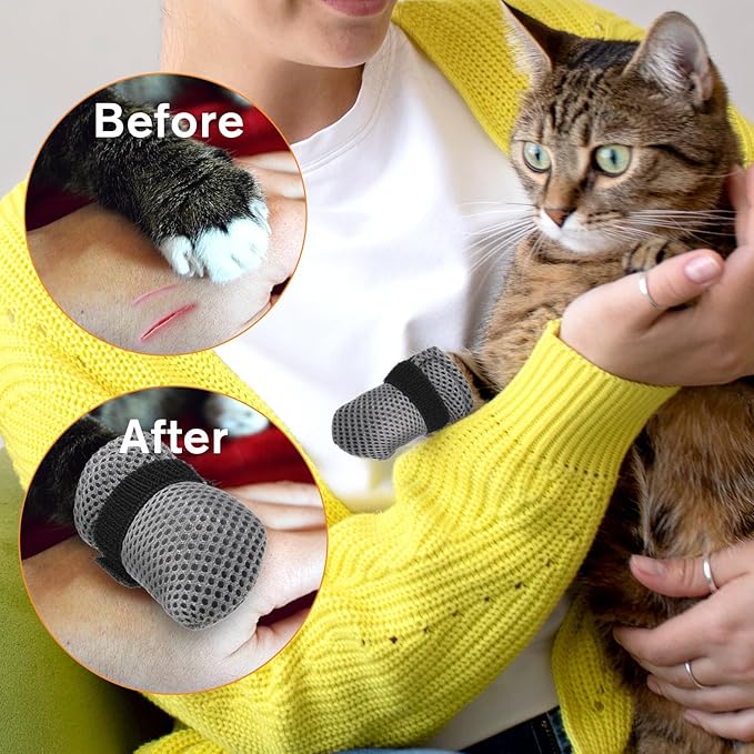 4 Pcs Cat Mittens to Prevent Scratching Adjustable Cat Claw Protectors Covers Mesh Breathable Cats Shoes Kitten Shoes Socks Booties Anti Scratch Kitten Foot Covers for Pet Bathing Cutting Nails