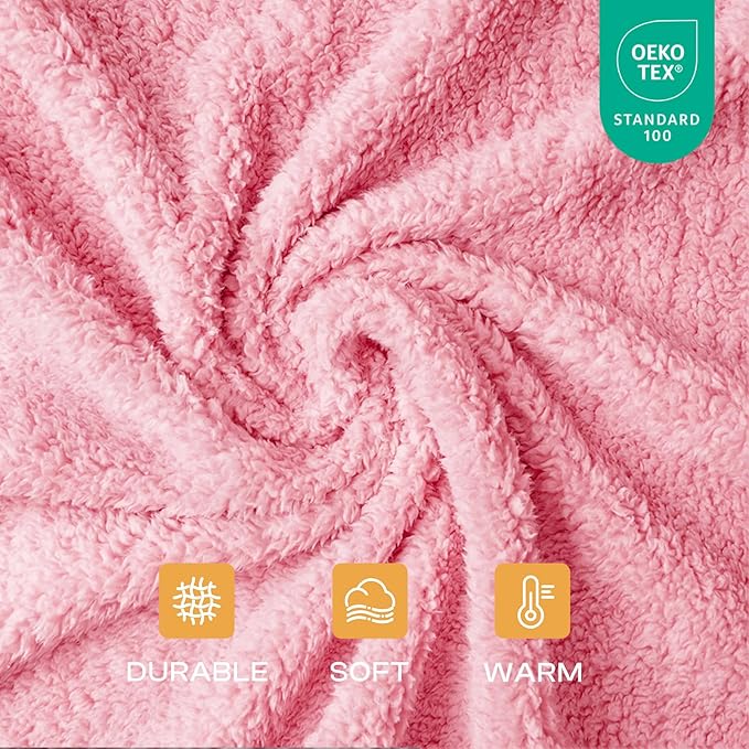 1 Pack 3 Calming Blankets Fluffy Premium Fleece Pet Blanket Soft Sherpa Throw for Dog Puppy Cat HazeBlue/Pink/Grey Large (41" x31")