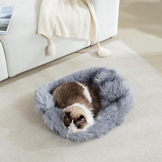 Dog Cat Bed Mat 19.6x31.4 inch, Washable Soft Plush Faux Fur Fluffy Puppy Pads Blanket for Indoor Pet Sleep Cushion Grey