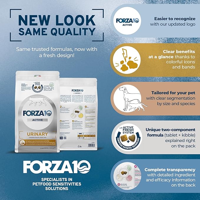 Forza10 - Cat Food, Vet-Apoorved Pet Food for Urinary Health and UTI Support, Non-GMO, Fish Flavor, Made in Italy (0.88 lb)