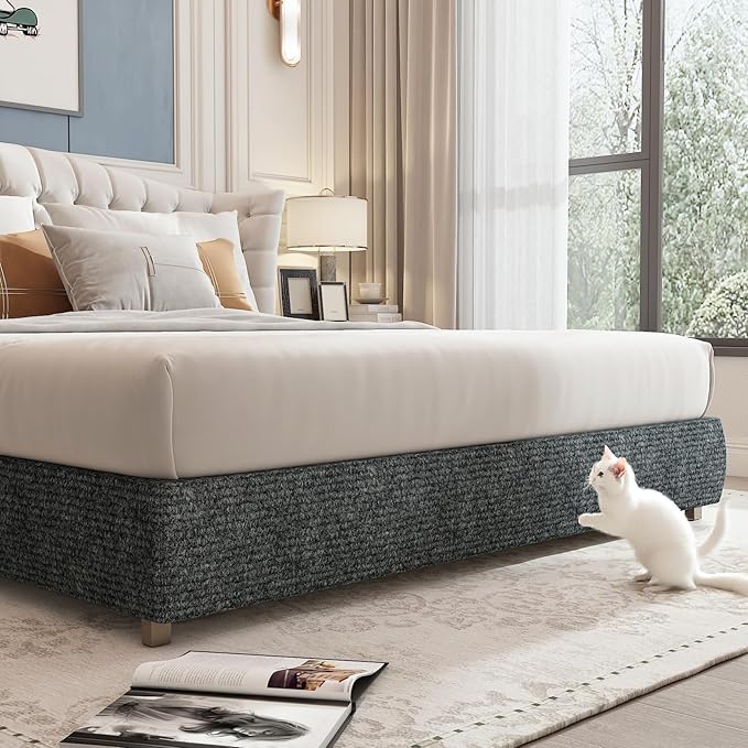 LaCheery 24"x79" Furniture Protectors from Cats Scratching Cat Scratch Pad for Couch Corner Protectors for Cats Dark Grey Cat Scratch Mat Self Adhesive Trimmable DIY Pets Scratching Carpet Large Roll