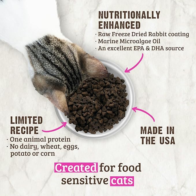 Rawz Real Rabbit Dry Food for Cats with Freeze Dried Coating (3.5 Pounds) Made in USA