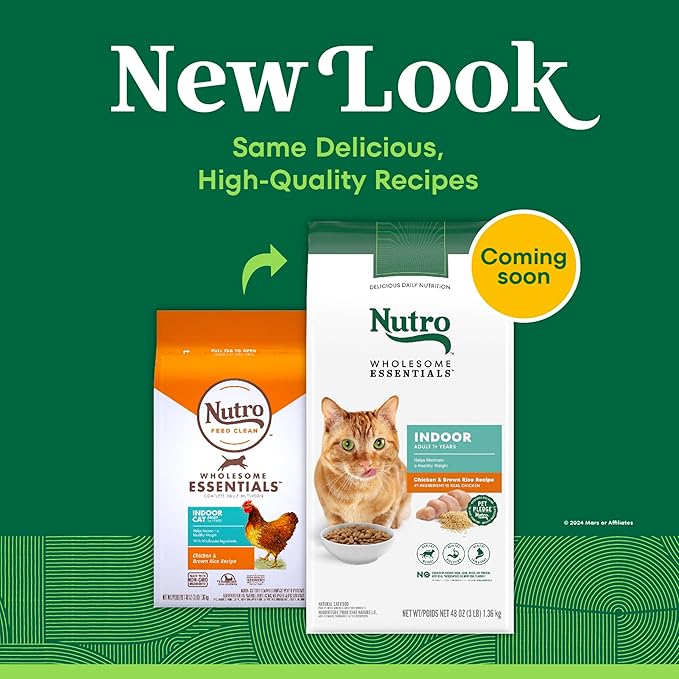 Nutro Wholesome Essentials Dry Cat Food, Indoor Cat Food Dry Chicken & Brown Rice Recipe, 3 lbs.