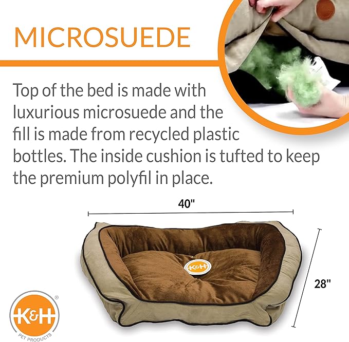 K&H Pet Products Bolster Couch Pet Bed Large Mocha/Tan 28" x 40"