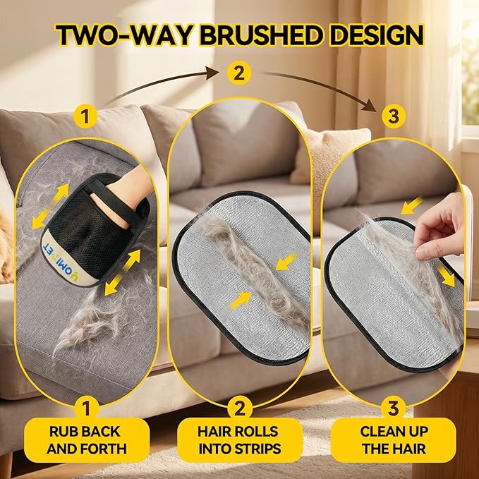 Hair Remover Glove,2026 Updated Cat and Dog Hair Removal Tool.Reusable Electrostatic Hair Removal Gloves.Suitable for Sofas,Bed Sheets,Clothing,Car Seats. (2)