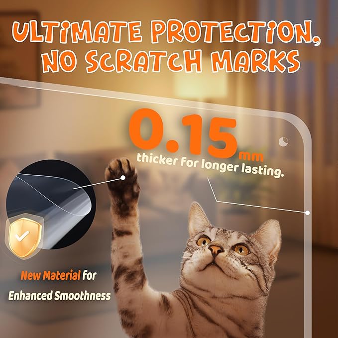 THLHKD Cat Scratch Furniture Protector: 12 Pcs Single Side Couch Protector from Cat Claws with 4 Holes, Easy to Stick & Fix, Furniture Protectors from Cats Scratching(12P+55 Pins)