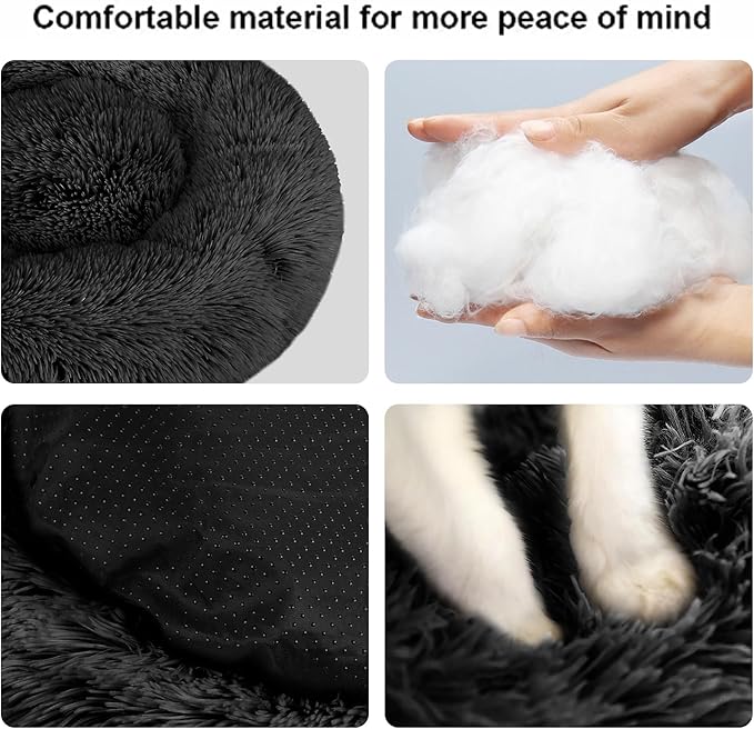 Dog Bed for Small Medium Large Dogs, 20 inch Calming Dogs Bed, Washable-Round Cozy Soft Pet Bed for Puppy and Kitten with Slip-Resistant Bottom