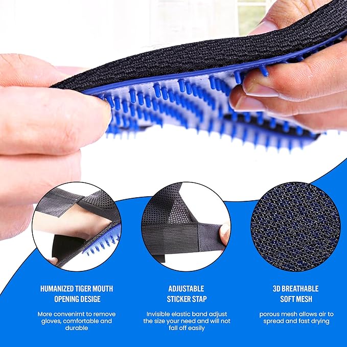 Blue Pet Hair Remover Gloves - 1 Pair, Pet Grooming Gloves | Cat Hair Remover | Gentle Deshedding Brushes for Dogs, Cats & Horses | Dog Washing Gloves