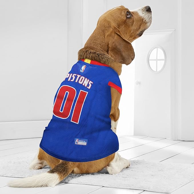 Pets First NBA DETROIT PISTONS DOG Jersey, Large - Tank Top Basketball Pet Jersey