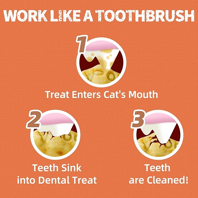 Just Try Dental Health Treats for Cats - Advanced Kelp Clean Teeth & Fresh Breath - Reduce Plaque & Tartar - Chicken Flavored Chews - 16 OZ