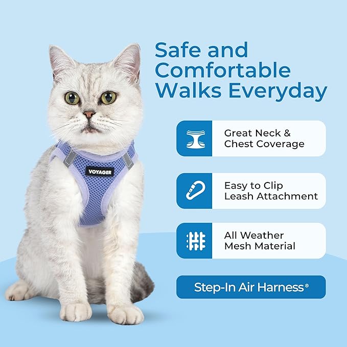 Voyager Step-in Pet Harness - All Weather Mesh, Adjustable Step in Harness for Cats and Dogs by Best Pet Supplies - 307 Set Lavender, XS