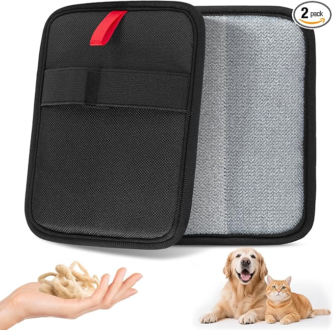 Pet Hair Remover, Electrostatic Pet Hair Removal Gloves, Reusable Cat & Dog Hair Remover for Couch, Furniture, Carpet, Curtain, Upgraded Animal Fur Removal Tool, Cat Grooming Gloves-2 PCS