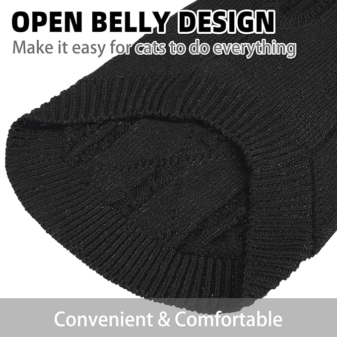 PUPTECK Winter Cat Sweater Coat - Soft Warm Cold Weather Clothes Knitwear for Kittens & Small Dogs Indoor Outdoor Wearing, Knitted Classic for Doggies Kitties Girls Boys, Black, L