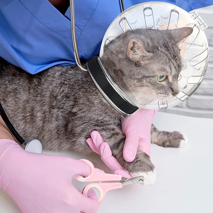 Therwen 8 Pcs Cat Bathing Bag Set Adjustable Pet Shower Net Bag Cat Helmet for Grooming Breathable Muzzle Boots Paw Covers Nail Clipper Nail File Tick Tool Massage Brush Comb Pet Trimming Cleaning