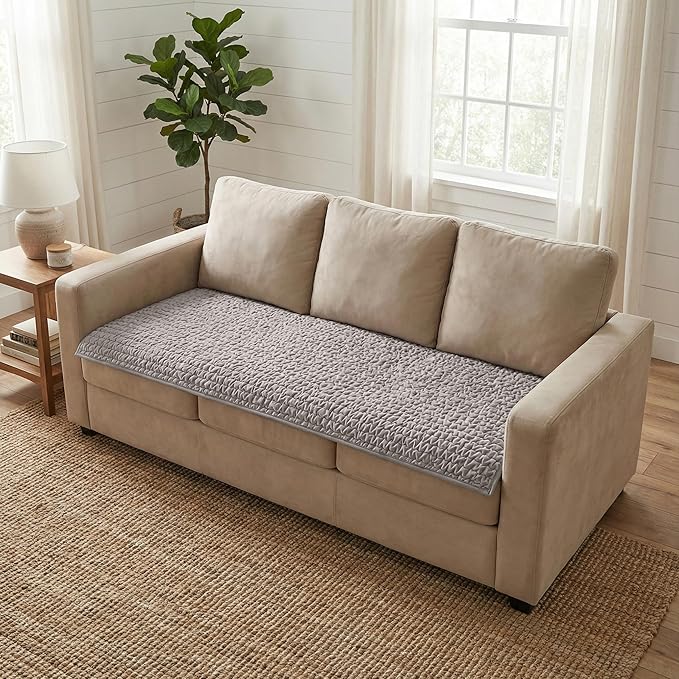 PAULATO BY GA.I.CO. Waterproof Blanket – 24x67” Changing Absorbent Pad for Incontinence – Machine Washable Stain-Resistant Protector for Couch Sofa or Bed – Reusable Waterproof Cover - Light Grey