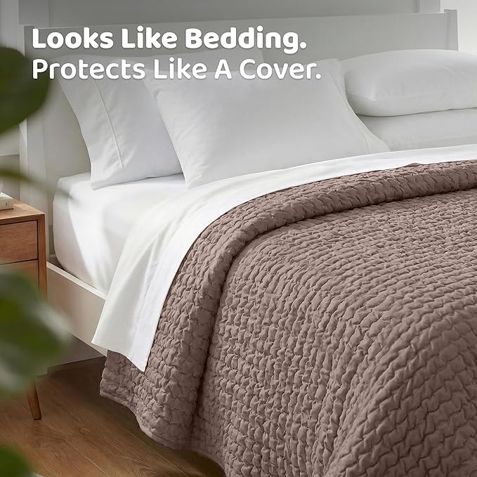 PAULATO BY GA.I.CO. Waterproof Blanket for Bed – Twin Size Cover for Incontinence – Machine Washable Stain-Resistant Protector for Couch and Sofa – Absorbent Pad - Marsala
