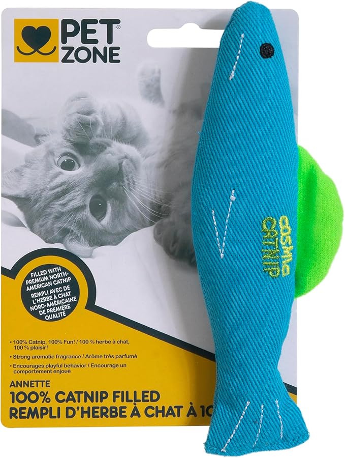 Pet Zone Annette Fish Catnip Toy | 100% Catnip Filled Plush Fish Cat Toy | Stimulates Play, Hunting Instinct & Exercise for Indoor Cats