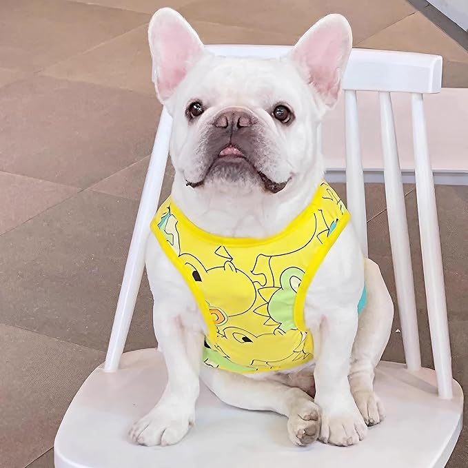 Dog Shirts for Small Medium Dogs French Bulldog Clothes,Funny Dog Dinosaur Shirts Frenchie Clothes for Pets, Breathable Puppy Sweatshirts Cotton Tank Top Costume Cats Tshirts,Yellow,2XL