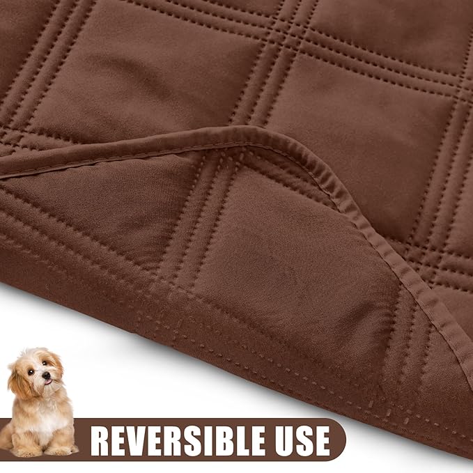 Smiry Waterproof Dog Bed Cover Blanket 40x50, Soft Reversible Pet Blanket, Washable Leakproof Cats Dogs Couch Cover for Sofa, Couch, Furniture, Brown/Brown