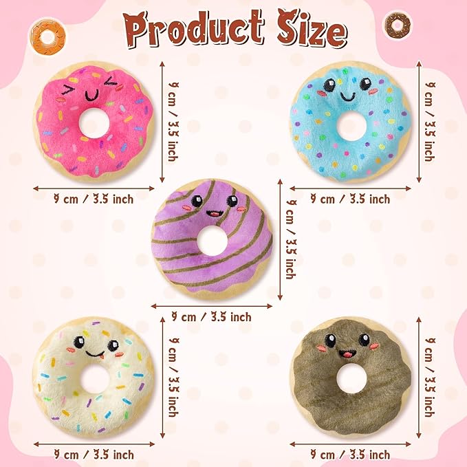 L1rabe Donut Catnip Stuffed Toys for Cats - 5Pcs Pet Days Funny Dessert Organic Cat Toys Pet Supplies, Indoor Cats Chew Bite Teething Tools Kittens Catmint Birthday Present Interactive Supplies
