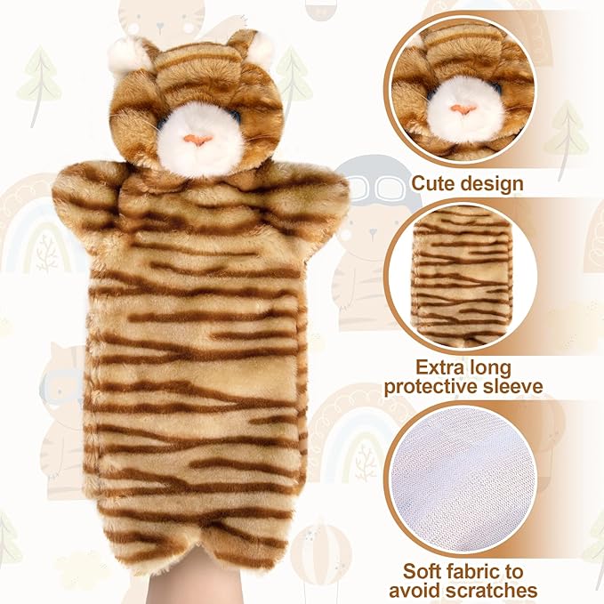 Cat Toy, Cat Wrestling Glove with Catnip Fish, Exlong and Exlarge Cat Kicker Glove, Fighting Cats Play Puppet Toy, Interactive Cat Toy, Boxing Glove Toy for Pet Kitten Small Dog Indoor(Brown)