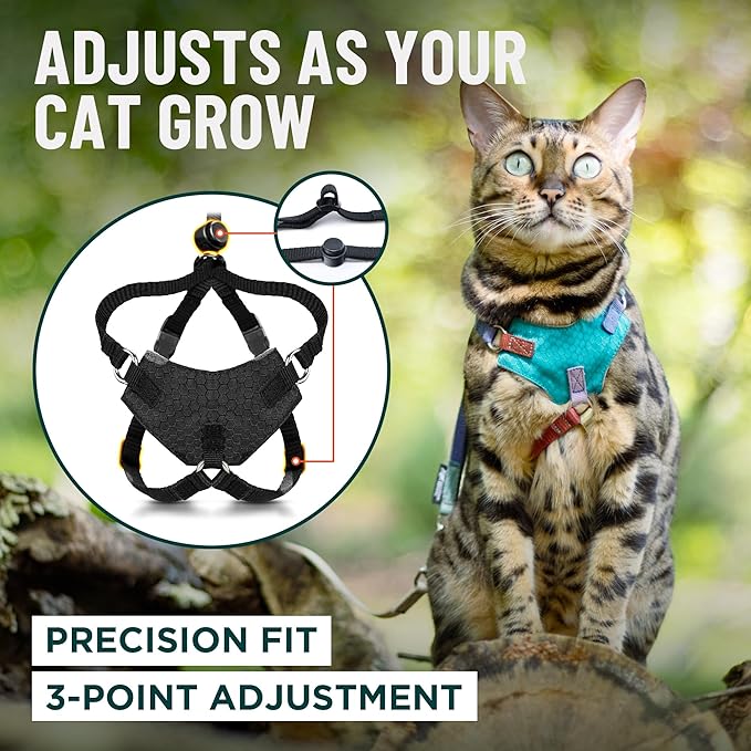 Houdini™ Escape Proof Cat Harness and Leash Set by OutdoorBengal – Tactical Vest for Walking – Comfy, Adjustable and Lightweight - Houdini Cat Harness Escape Proof for Cats + Cat Leash (Pink, M)